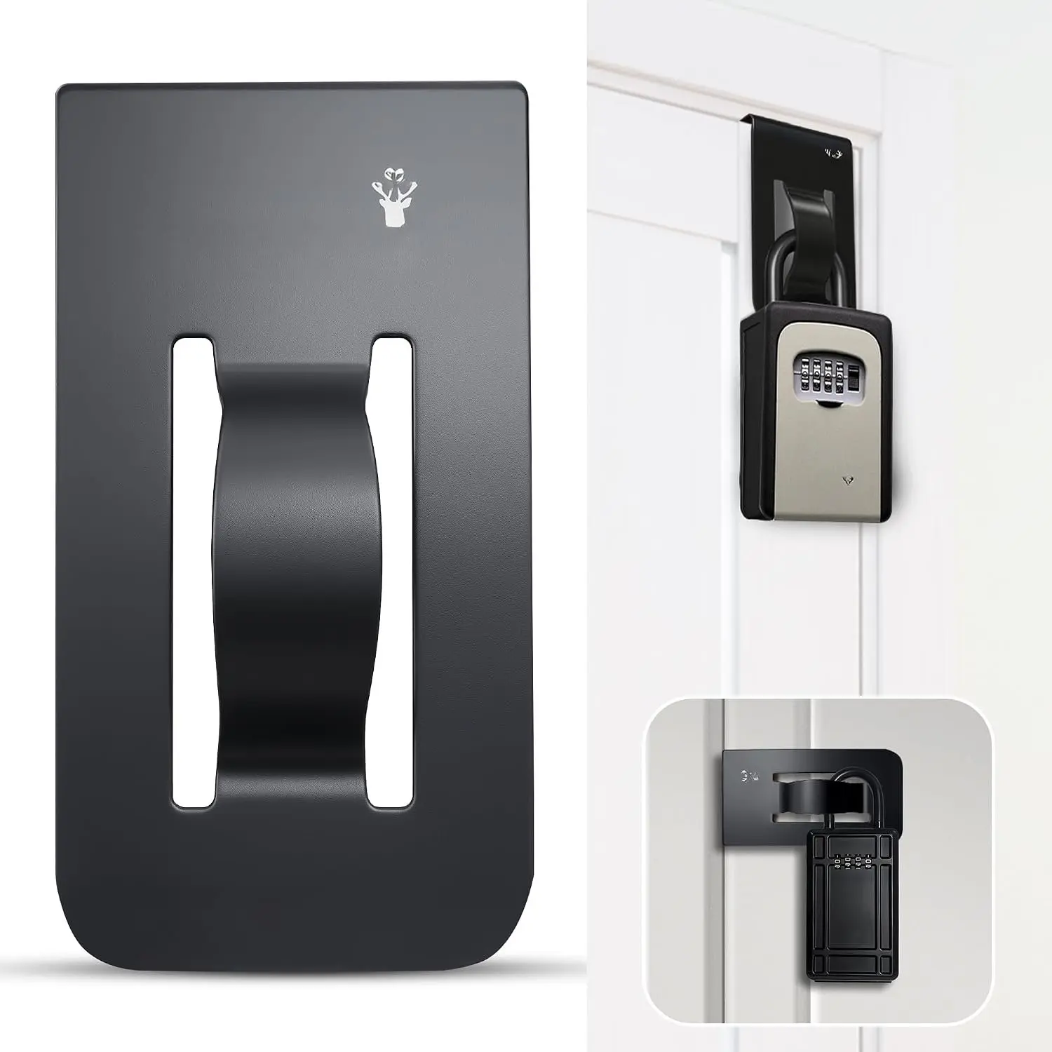 KL-180 Over-The-Door Lockbox Bracket – Black Metal Key Lock Box Holder