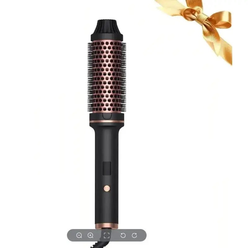 Hot Brush 1.5" Dual PTC Heated Round Brush - Negative Ion Technology for Curly and Straightening Hair - 3-in-1 Curling and Blowout Brush (Bl