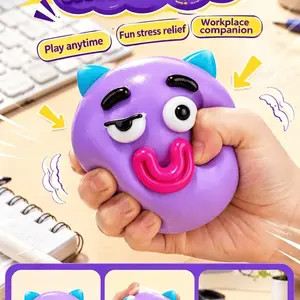 Cute Mix & Match Face Squish Fidget Ball, Slow Rebound Soft Sensory Squeeze Toy, Sensory Stress Reliever for Teens & Office Decor