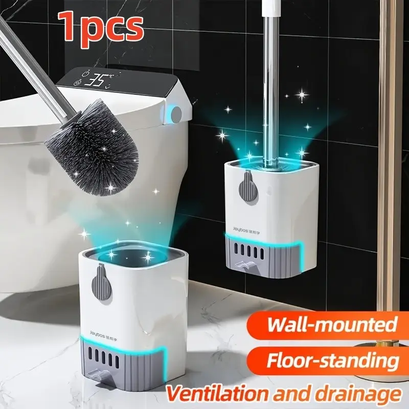 Wall-Mounted Toilet Bowl Brush and Holder Set, Toilet Cleaning Tool, with Long Handle, Flexible Design for Easy Cleaning, Includes Holder, Essential for Schools and Bathrooms
