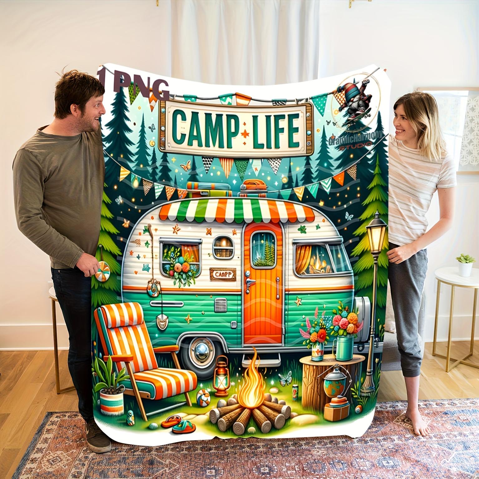 1pc Of Comfortable Luxury Camping-Style Design Flannel Blanket All-Season Comfort Suitable As A Warm Cozy Blanket For Home Sofas, Bedding, Office Napping, Travel, And Camping, Perfect As A Gift For Friends And Family 1pc Of Comfortable Luxury Camping-Style Design Flannel Blanket All-Season Comfort Suitable As A Warm Cozy Blanket For Home Sofas, Bedding, Office Napping, Travel, And Camping, Perfect As A Gift For Friends And Family