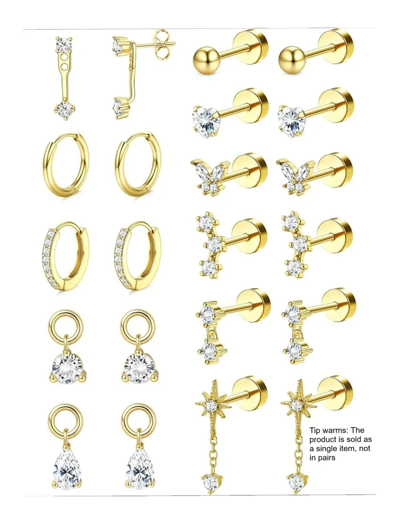 22 Pcs Hypoallergenic Earrings for Sensitive Ears, Stainless Steel Dainty Flat Back Studs, Elegant Hoop Cartilage Earrings for Daily Wear, Earring Stacking Set, Stackable Earrings