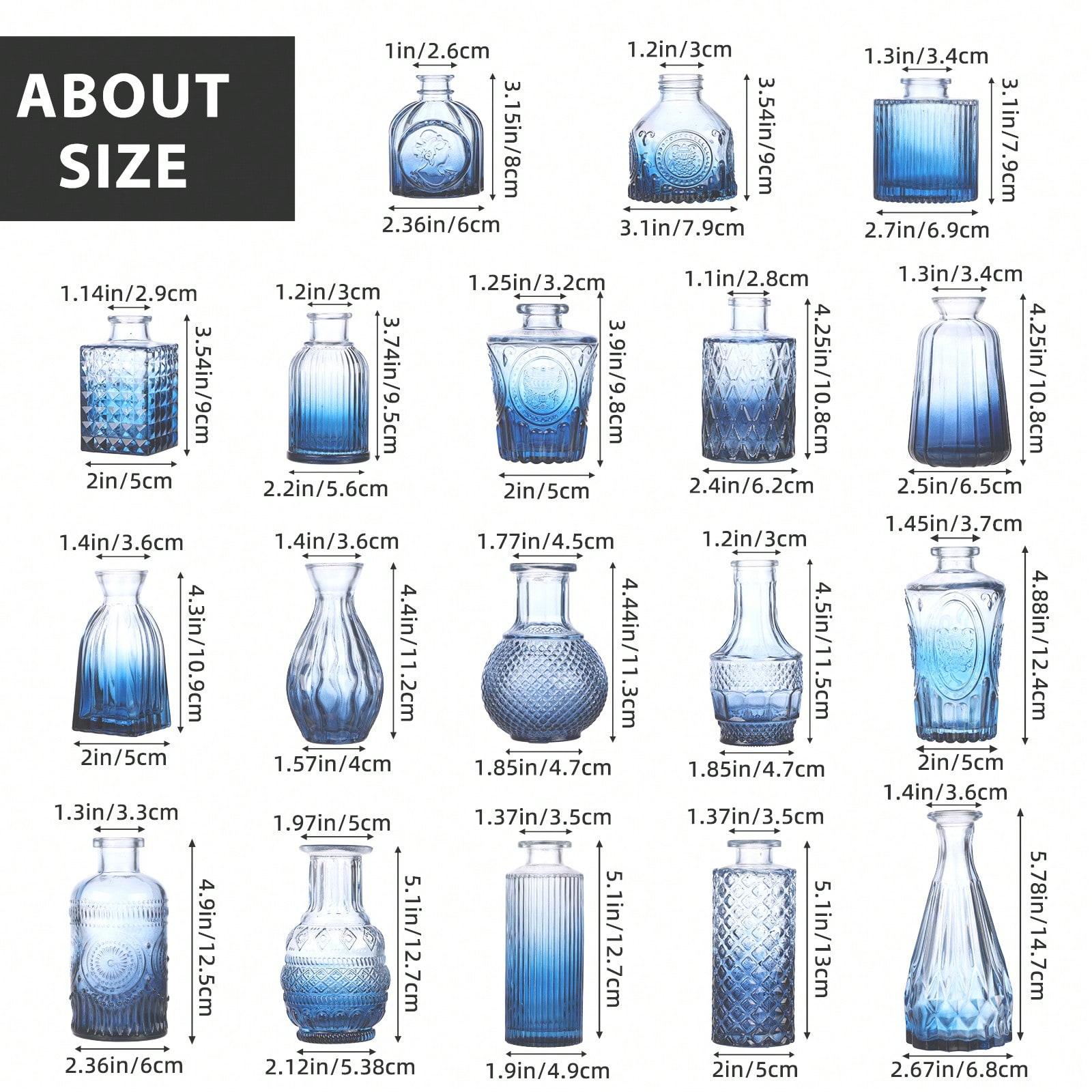 Tomnk Set Of 18/36 Blue Bud Vases For Flowers, Vintage Clear Glass Vases Small Vases For Centerpieces For Home Table Decor Rustic Wedding Decorations, Discount Small Order Vases For Florists & Event Planners, Mother's Day Decor, Ideal Mother's Day Gift