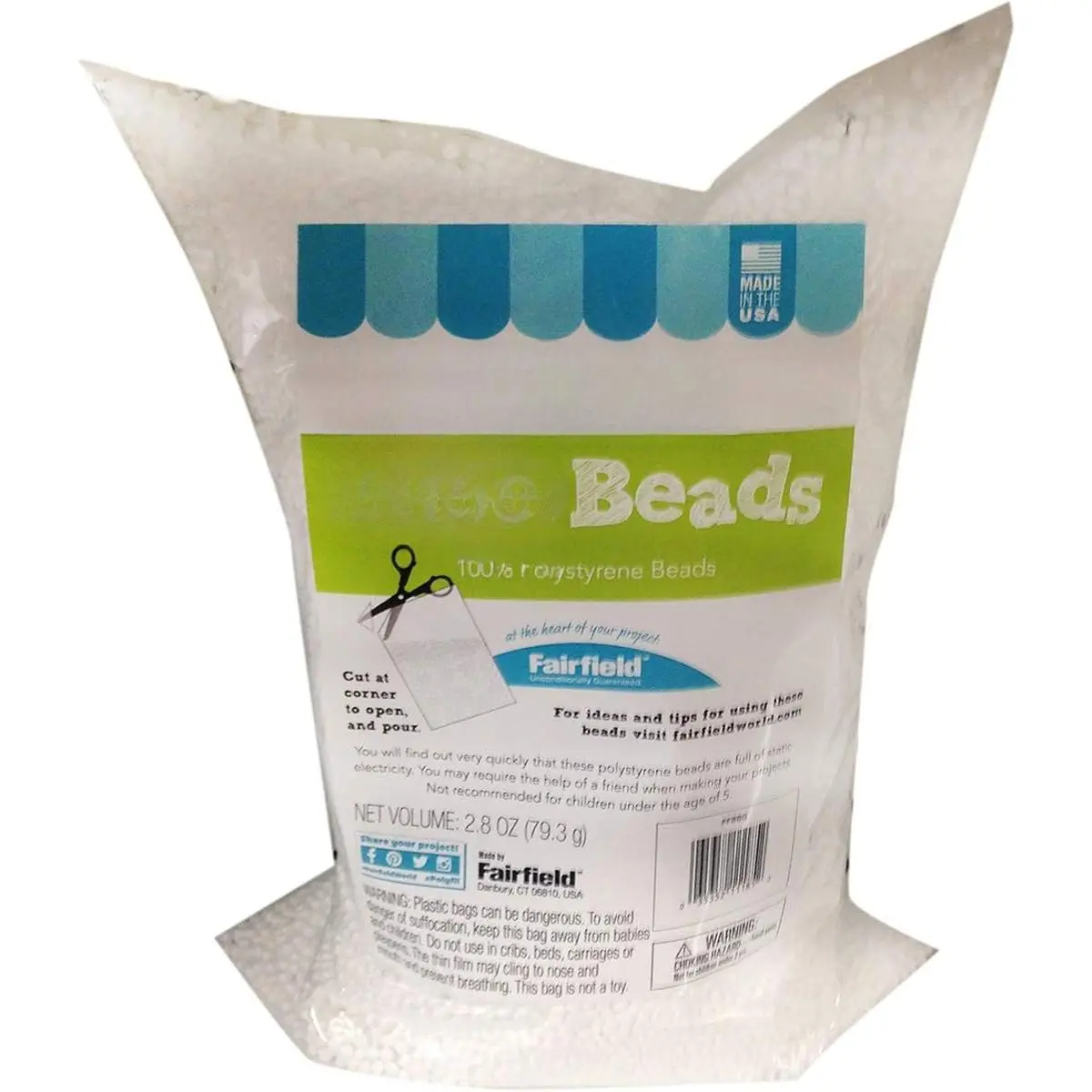 Poly Beads,  Polystyrene Stuffing Beads, Stuffing for Stuffed , Toys, and Dolls, Ideal for Floam and , Bean Bag Filler, 2.8-ounce Bag