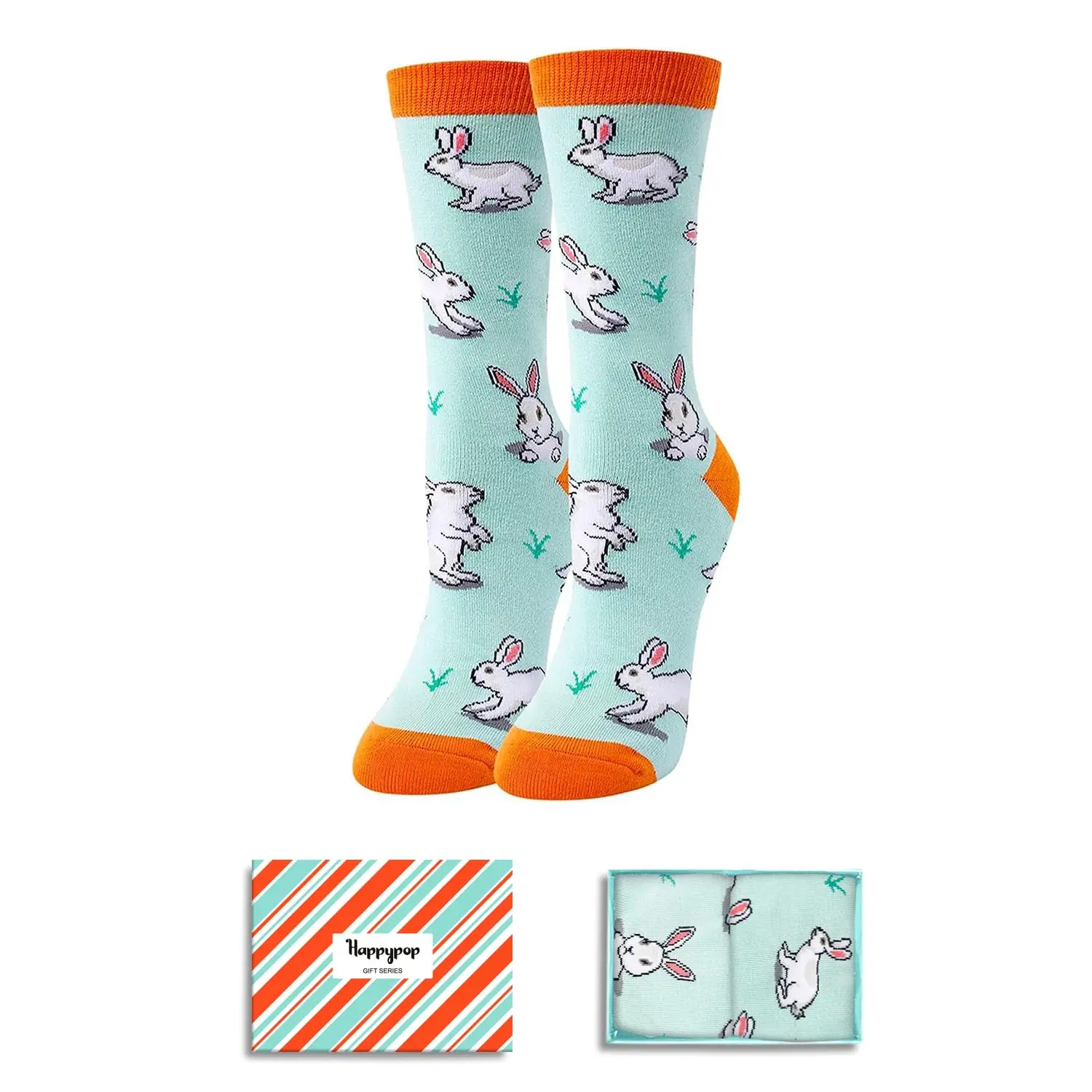 HAPPYPOP Funny Easter Bunny Socks for Women, Funny Animal Gifts for Rabbit Lovers Bunny Presents for Girls