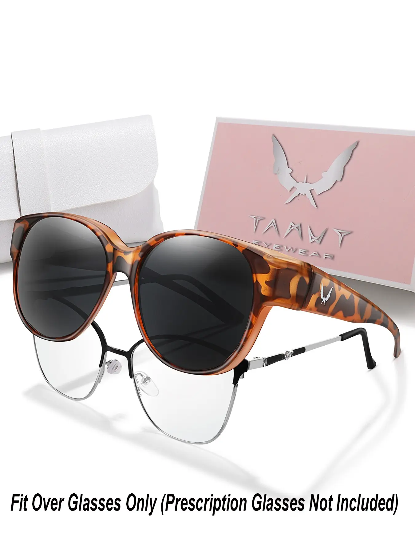 Fit over Sunglasses for Women - Set of Glasses Case, Comfortable Wear over Glasses, Casual Eyewear, Trending Sunglasses, Uv400 Protection, All Seasons