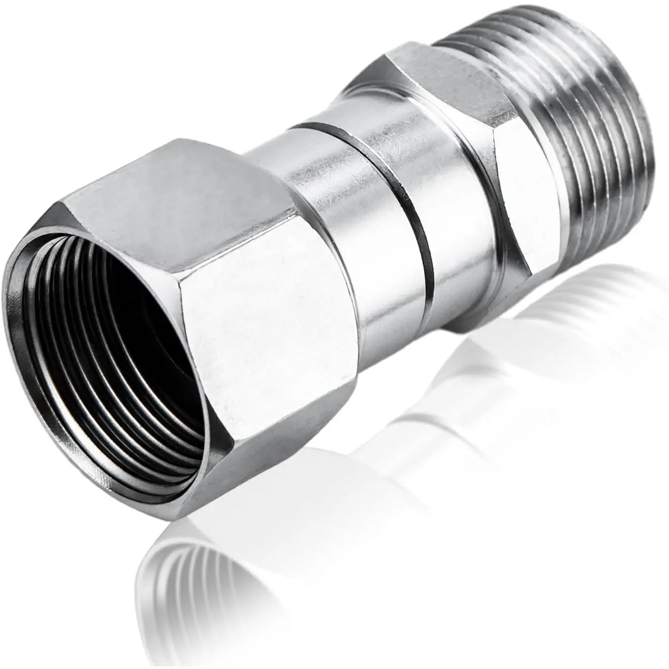 Washer Swivel Fitting, M22 14mm Male to M22 Female Swivel Joint, Stainless Steel, 5000 PSI