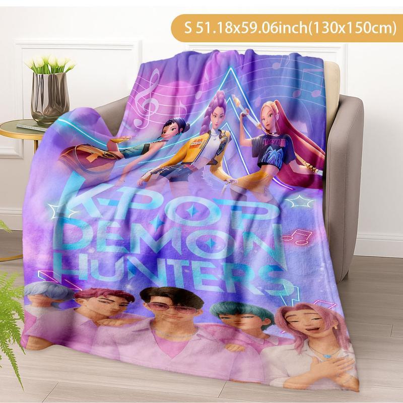 K-Pop Demon Hunters Blanket, Soft Warm Trendy Throw for Fans, Perfect Gift for K-Pop Lovers, Decorative Home Accessory