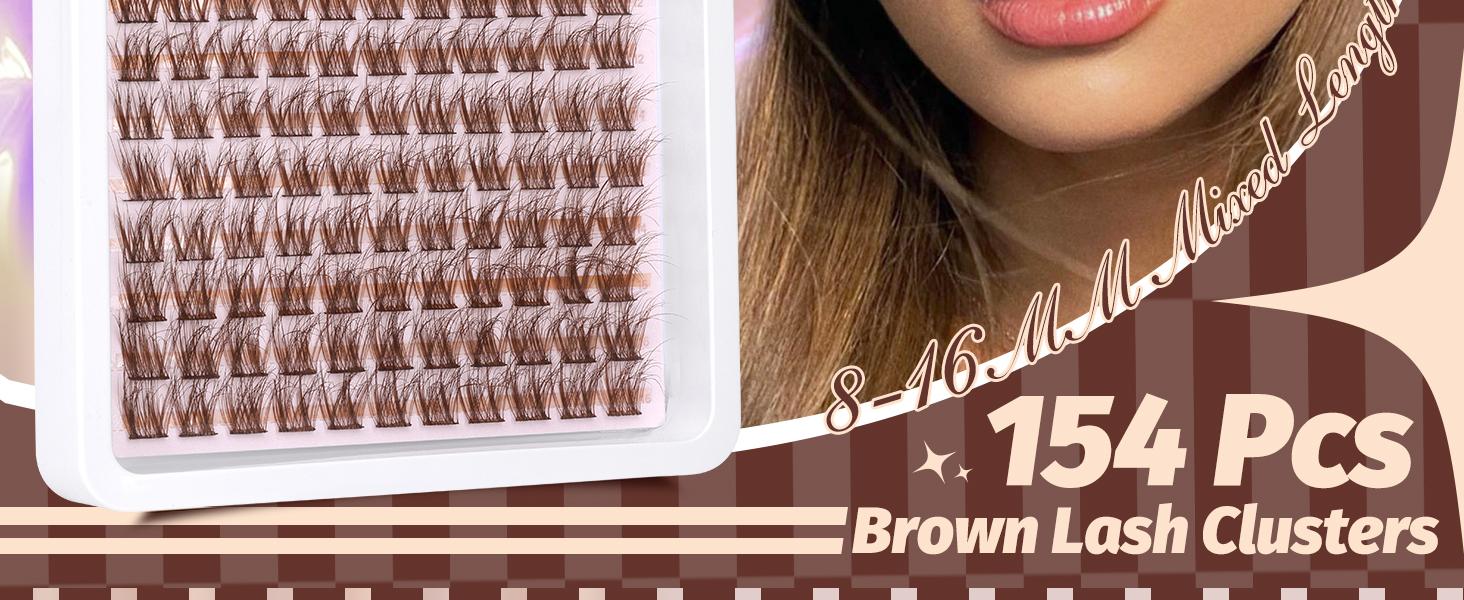 Brown Lash Clusters Natural Lash Extensions Wispy Eyelash Clusters 154 Pcs C-Curly Lashes Clusters for Everyday Wear Beginner Friendly Dark Brown Cluster Eyelash Extensions Brown Lash Clusters Natural Lash Extensions Wispy Eyelash Clusters 154 Pcs C-Curly Lashes Clusters for Everyday Wear Beginner Friendly Dark Brown Cluster Eyelash Extensions