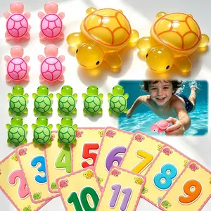 Turtle Number Dive Pool Game, Underwater Sinking Dive Toys - Math Cognition Pool Toys for Kids Ages 3+, Summer Swimming Water Toys, Pool Party Game with Number Cards and Resin Turtle Figurines 12P