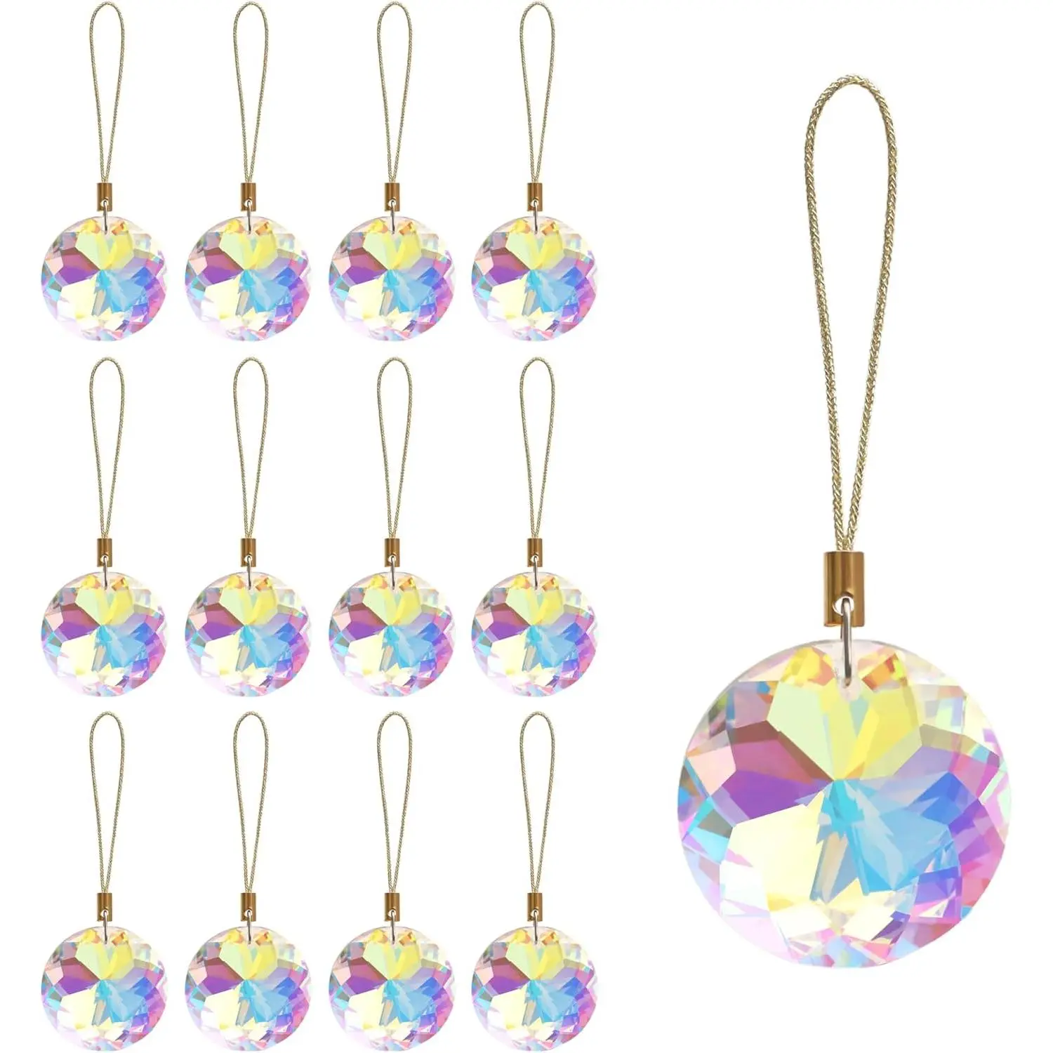 12 Pcs Crystal Glass Christmas Balls Ornaments, 1.18″ Mini Round Prism Flower Xmas Tree Decorations, Hanging Ornament for Wedding Party Home Decor (Crystal AB)fidget toys