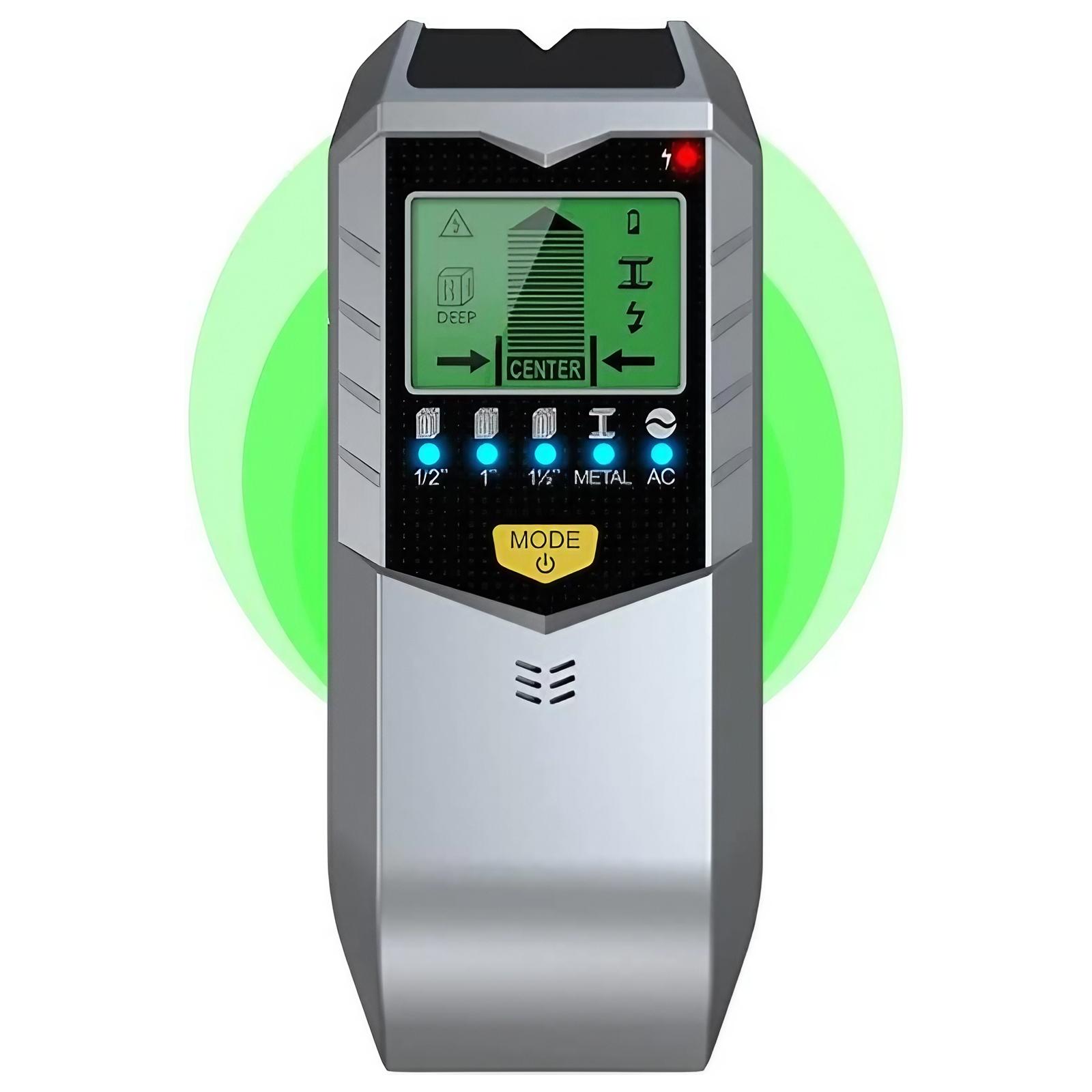 5-in-1 High-Precision Wall Scanner Detector: Multi-Mode Deep Sensor with LCD Digital Display - Portable Handheld Tool for Detecting Metal, Wires, Pipes in Home DIY & Construction - Real-Time Locating & Safe Pipeline Inspection