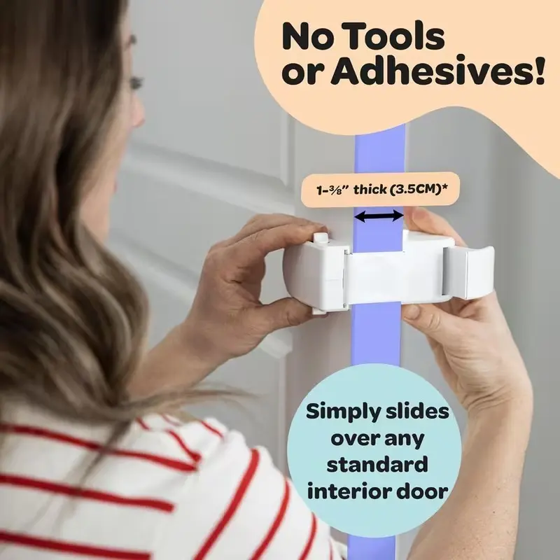 ractical Interior Door Safety Lock, Durable Anti-Misopen Door Latch, Easy to Install And Firm to Use, Reliable Household Security Accessory for Bedroom, Bathroom And Various Indoor Doors
