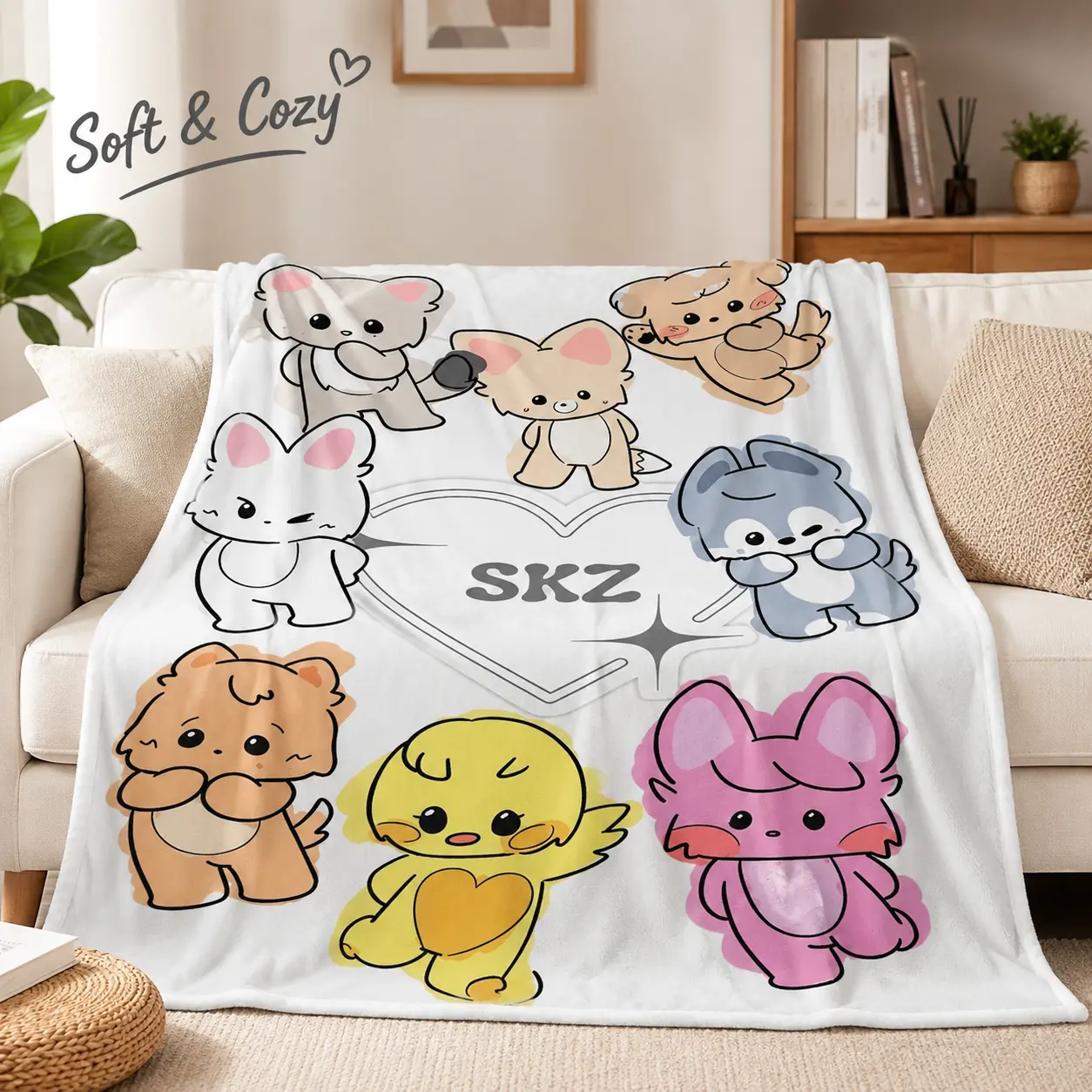SKZ Animal Graphics 1-Piece Flannel Blanket - 30in Multi-Size Warm, Soft, Breathable Polyester, Wrinkle-Resistant, Foldable All-Season Throw for Kids, Sofa, Ideal Birthday Gift