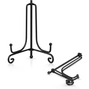 4 Pack Black Iron Display Easel Stand Photo Holder for Picture Frames Decorative Plates Tablets Art 4 Inch