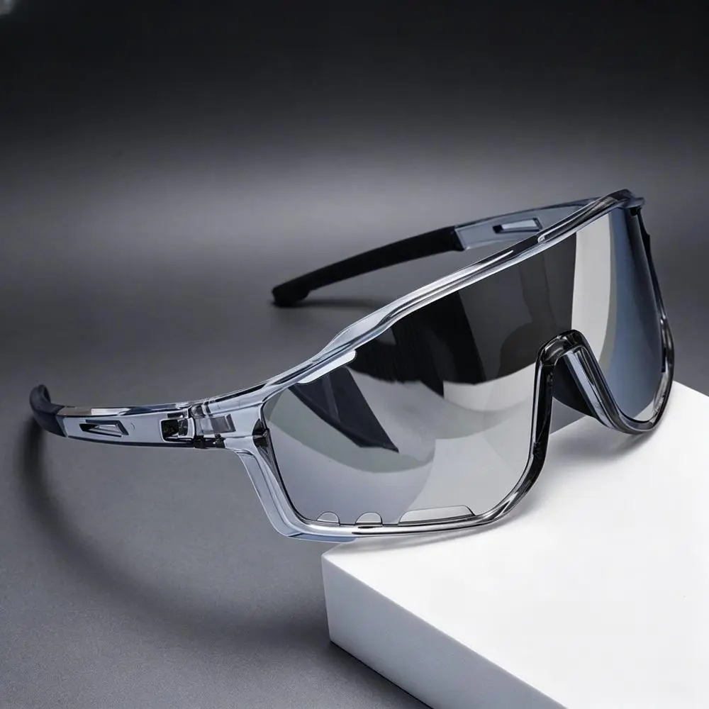 Unisex Photochromic Wrap Around Sunglasses for Adults, Lightweight Black Framed Blue Mercury Cycling Gear, Scratch-Resist Sandproof Windproof Lenses, Helmet-Compatible All Seasons Sports Eyewear, Durable