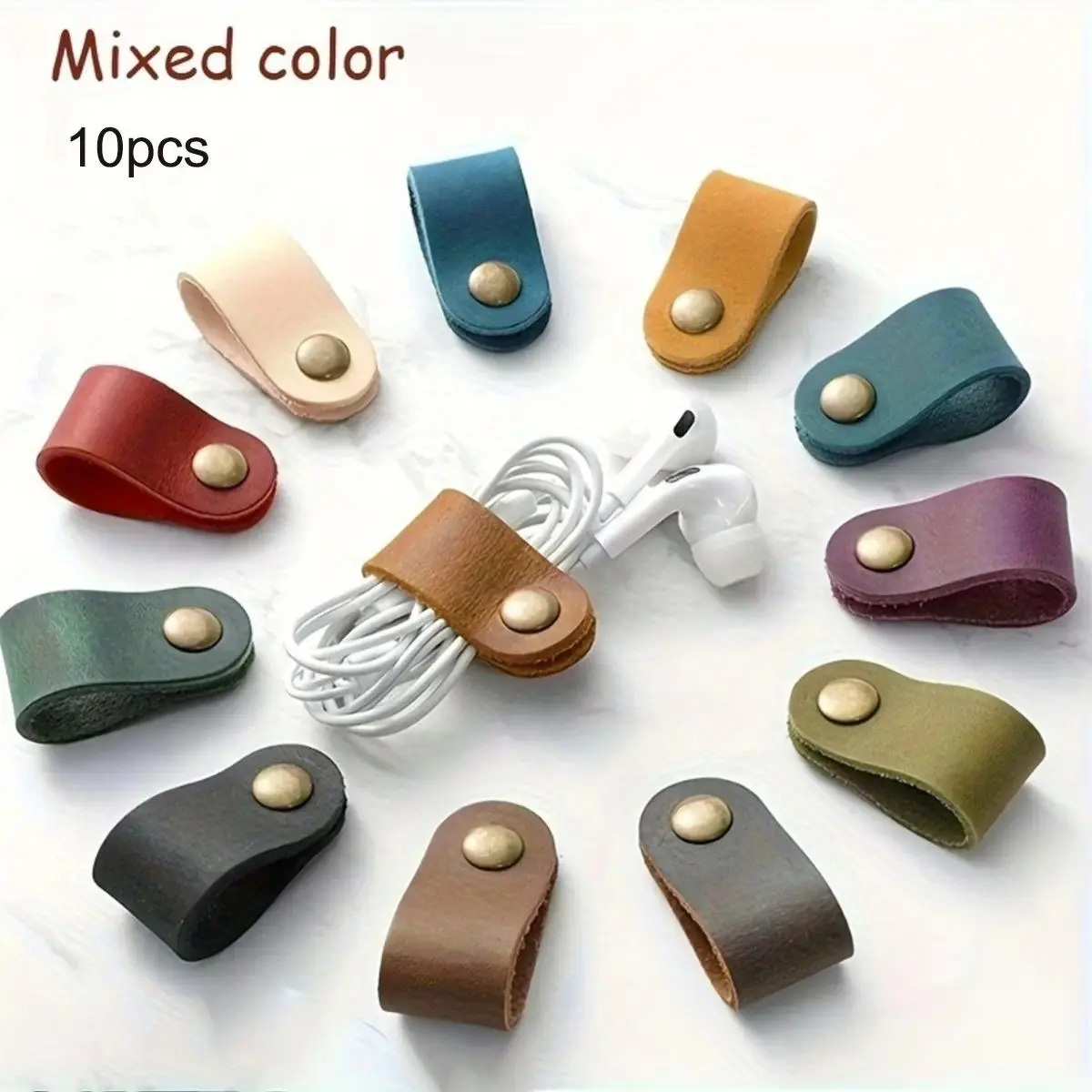 10PCS Earphone Cable Ties, Flexible Cord Organizer Straps for Charging Cables & Data Lines, Durable Reusable Cable Management Clips for Desk, Home Office & Travel Organization