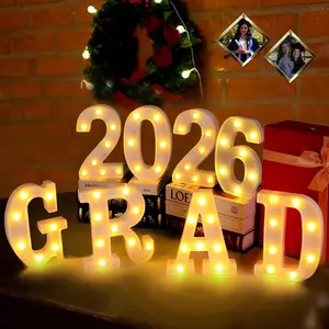 2026 Graduation Decorations, 8 LED Marquee Light Up Letters “GRAD 2026” Kindergarten High School College Graduation Decorations Party Supplies (White)