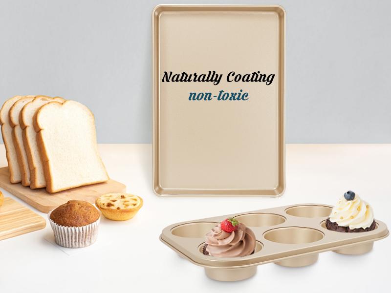 Baking Pans Set, Nonstick Stackable Bakeware Sets, Oven Pans for Cooking 6 Pieces Baking Sheets Set Including Cookie Sheet, Deep Roaster Pan, Square Pan, Loaf Pan, Muffin Pan, Carbon Steel