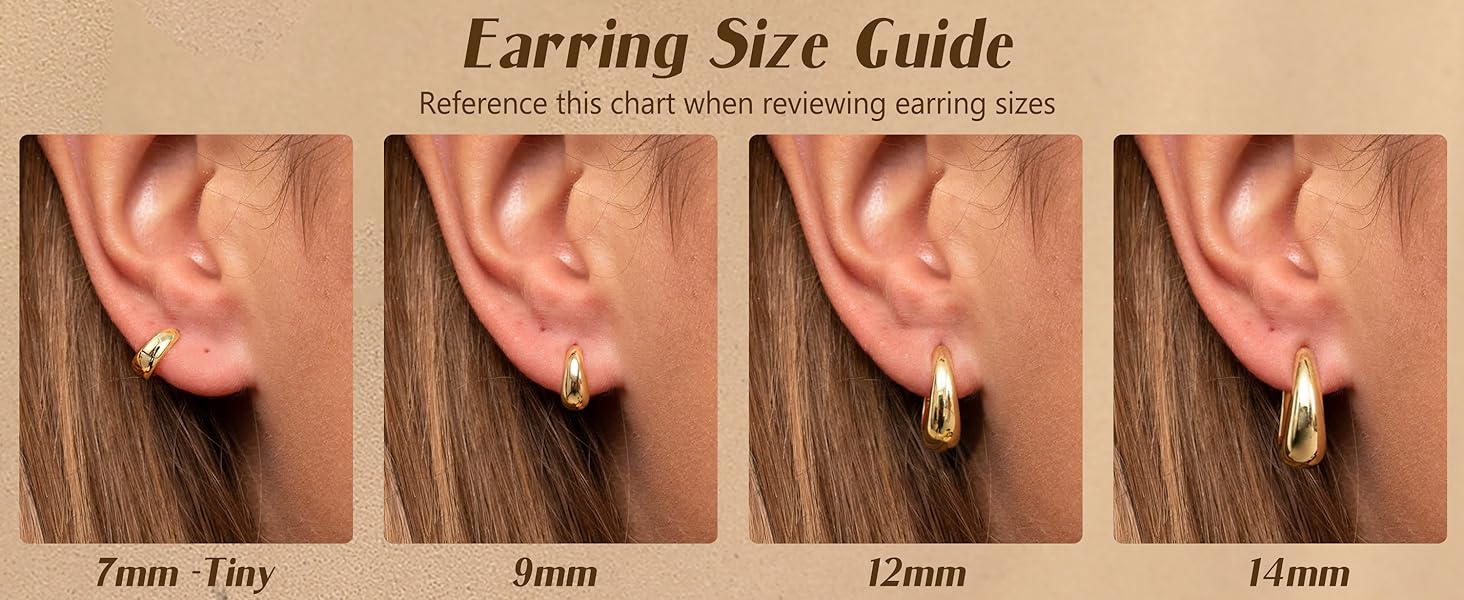 YADOCA Sterling Silver Hoop Earrings for Women Chunky 14K Plated Gold Earring Small Hypoallergenic Hoops Earring for Sensitive Ears Lightweight Huggie Thick Hoop Earrings(Gold/Silver)