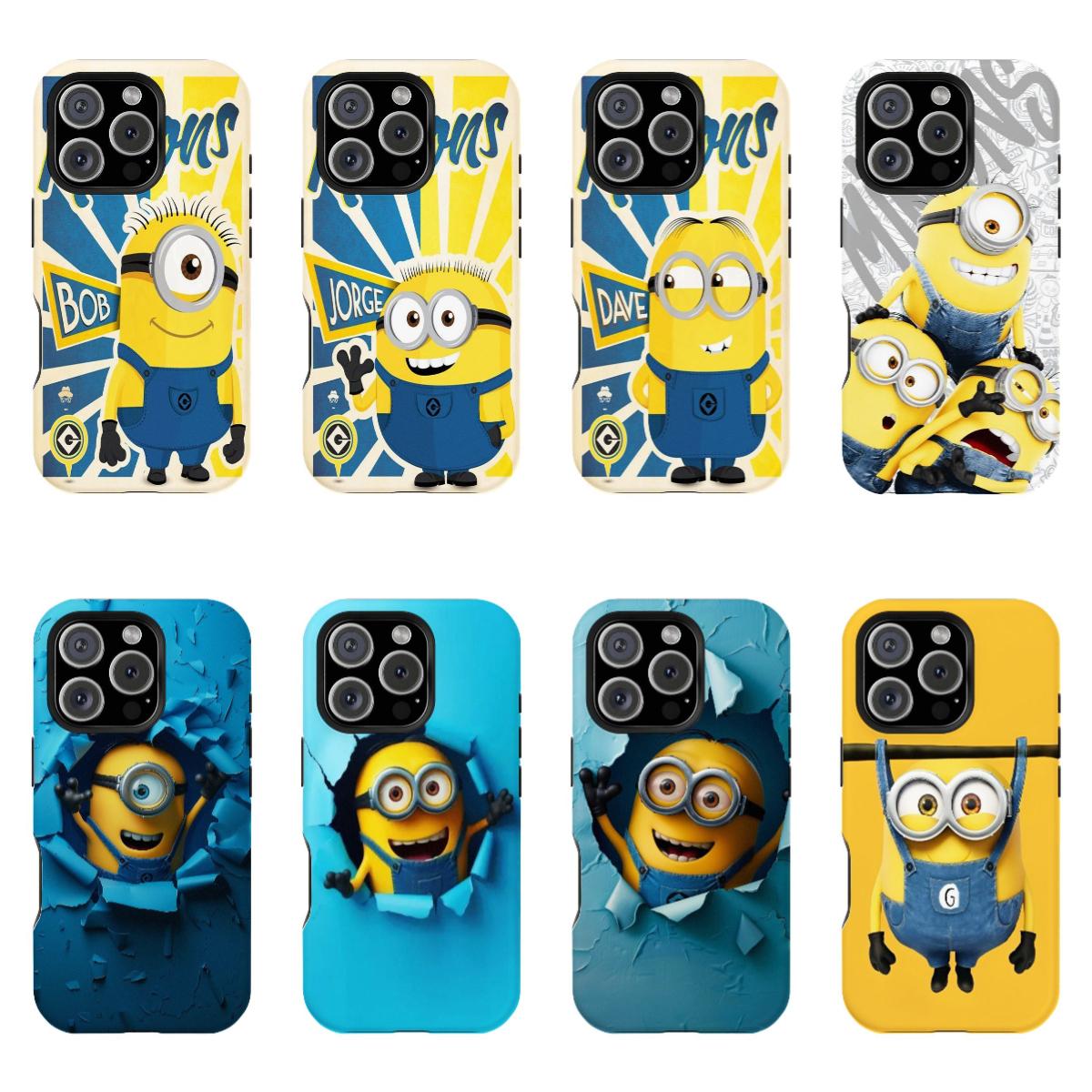 Minions Double-layer durable phone Cases For iPhone 17 16 15 14 13 12 Promax Pro Plus, hard shell protection ,Unique design,best Gift