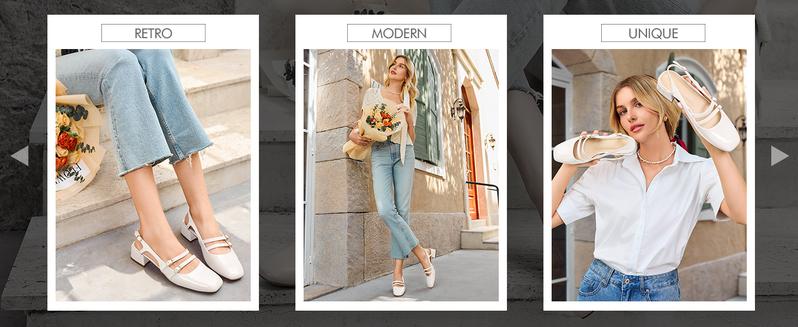 Coutgo Womens Mary Jane Chunky Low Heels Slingback Pumps Closed Square Toe Wedding Dress Shoes