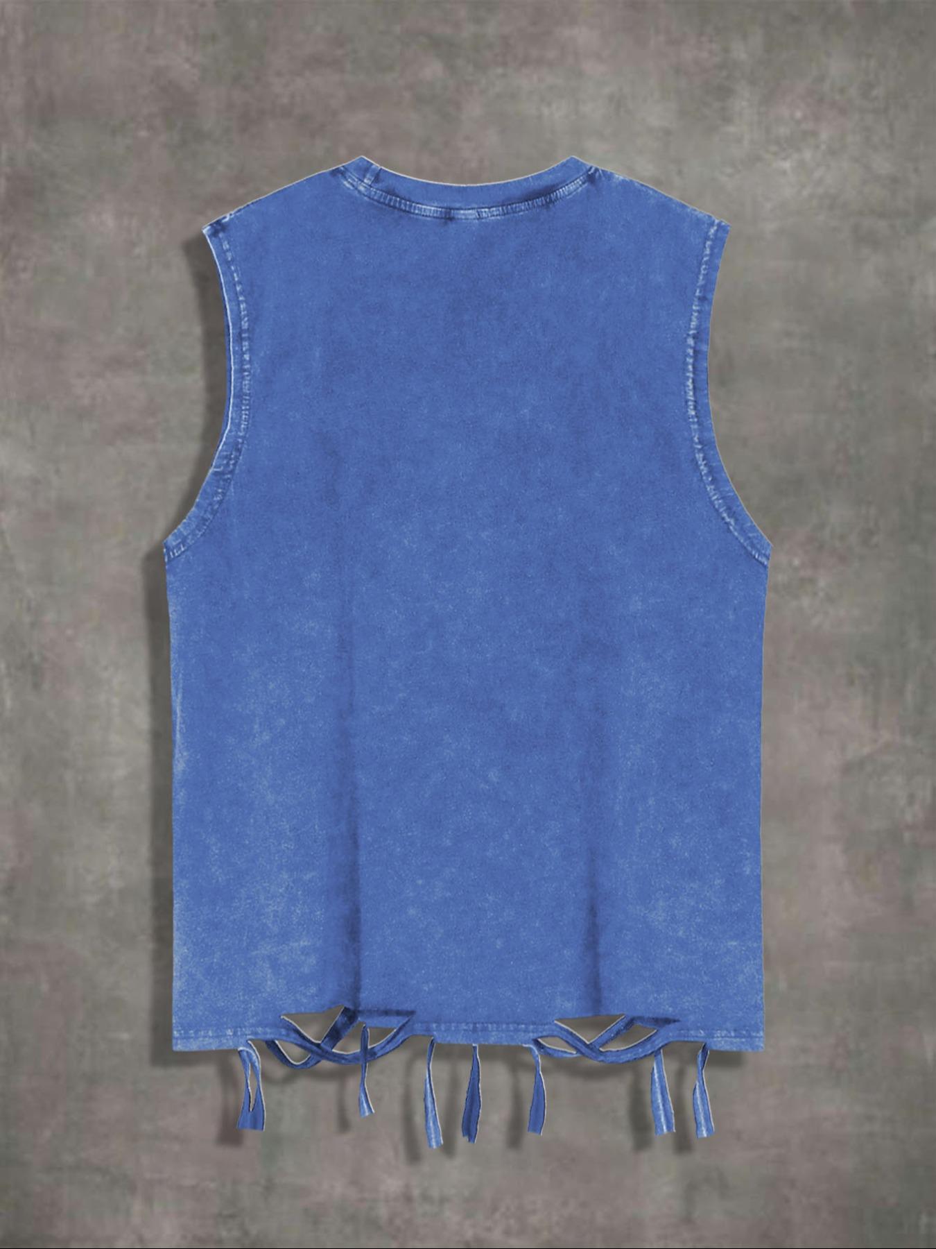 Men's Cartoon Lip Print Round Neck Tank Top, Regular Fit Street Fashion Casual Sleeveless Top for Summer, Men's Clothes for Daily Wear, Solid Sleeveless Menswear, Cotton Breathable Tank Tops, Streetwear Tank Vest