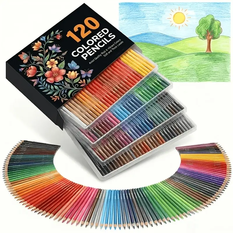 Professional Artistic 120-Color Colored Pencils Set, Soft Core Vibrant Pigment for Adult Coloring Books Drawing Sketching, Back to School Art Supplies Kit Gift for professional artistic use