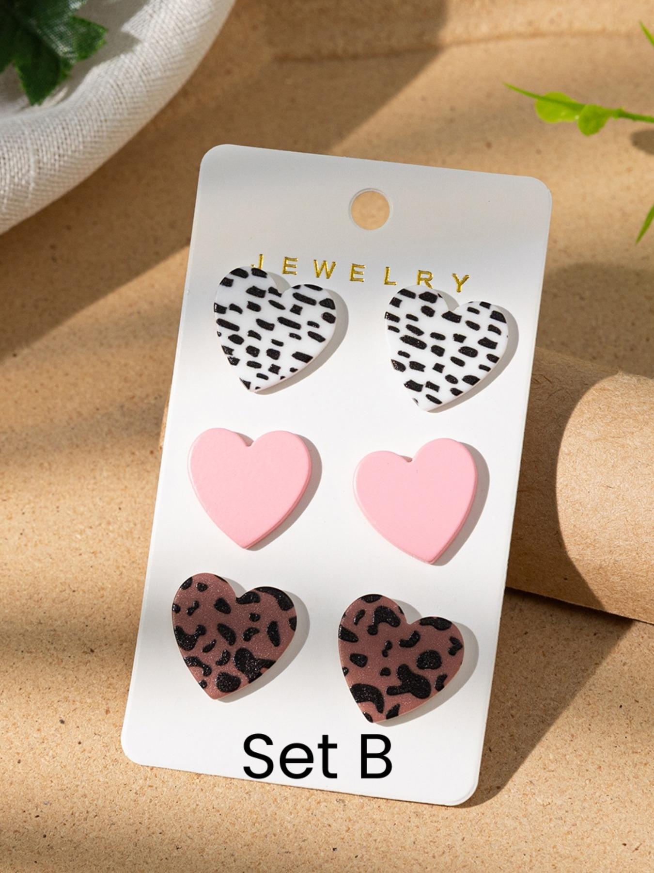 Cute Leopard Pattern Heart Shaped Earrings, Fashionable Jewelry for Women & Girls, Trendy All-match & Exquisite Jewelry for Birthday Gift, Ear Studs