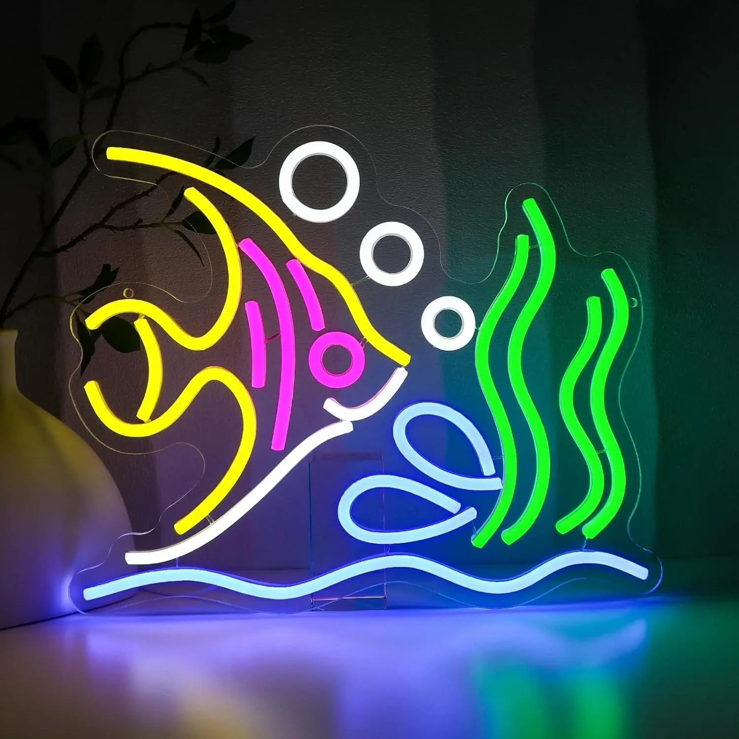 Tropical Fish Neon Light for Wall Decoration, USB Dimmable LED Sign, Ideal for Store, Bar, Home, Office, Restaurant, Ocean Museum