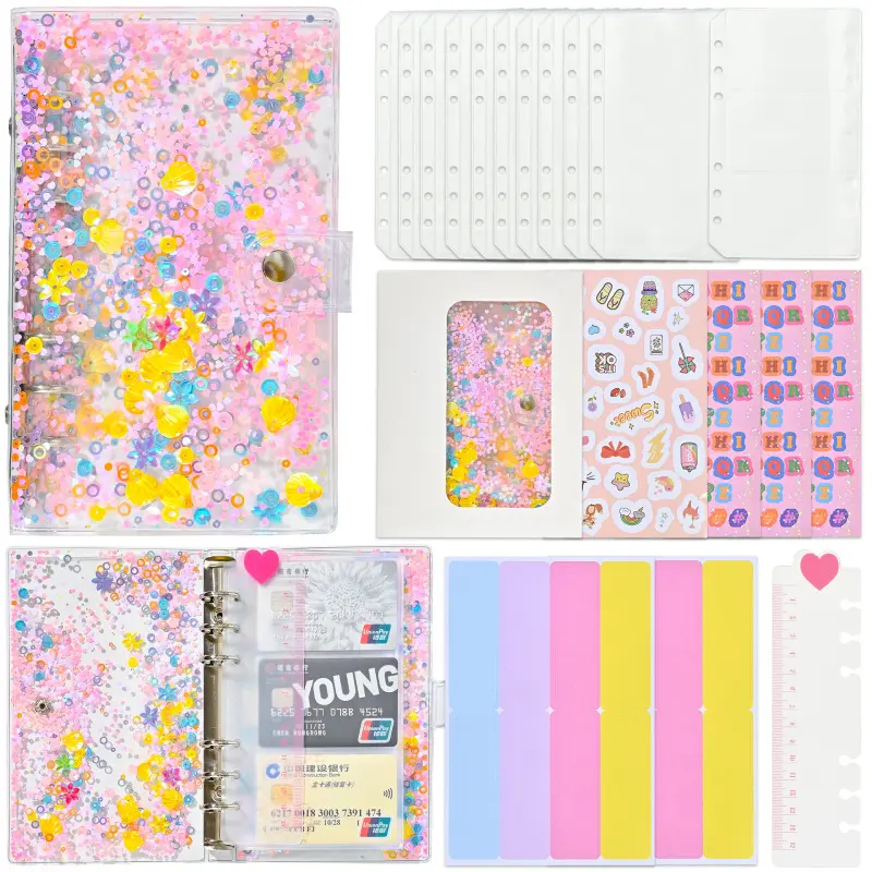 Zipper bag notebook, transparent creative cash budget, A6 binder, PVC shell handwritten notebook, back-to-school season, birthday gift, Writing Notebook
