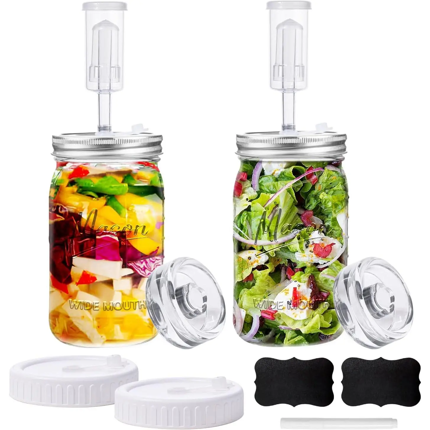 32 oz Fermentation Jar,2 Pack Fermentation kit with Fermenting Weights and Airlocks,Pickle Jar for Fermenting,Pickling,Canning, Making