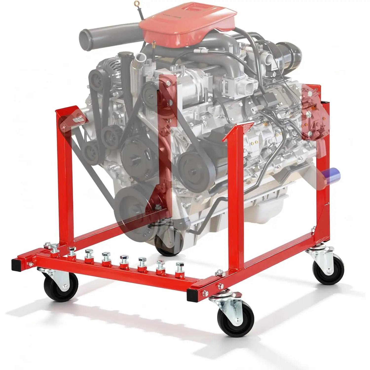 1000 lbs Steel Chevrolet Engine Stand with Wheels, Rolling Cradle Dolly for Repair and Rebuild Tasks