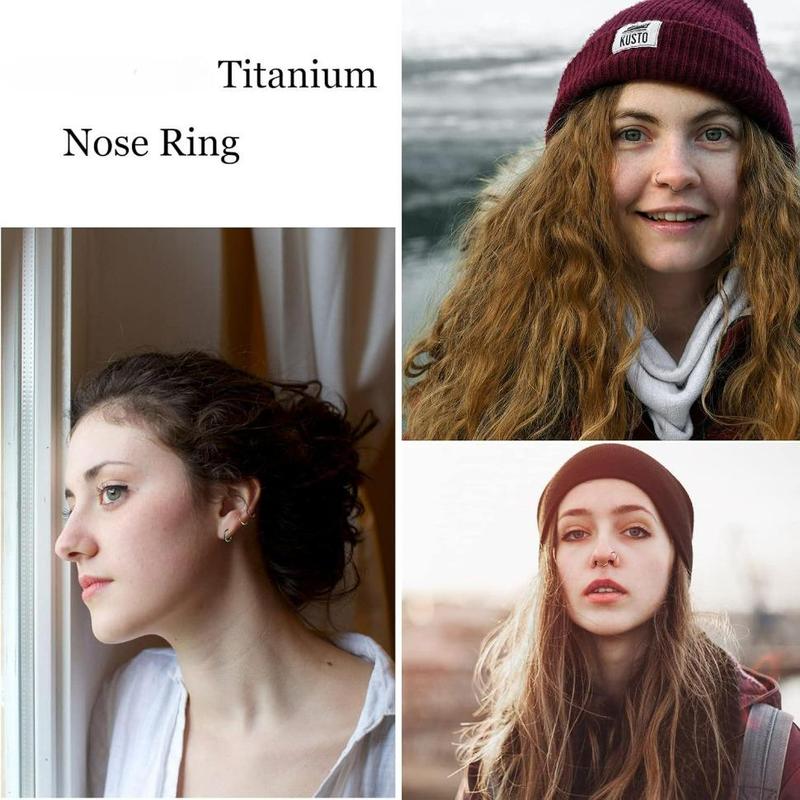 FINREZIO 8 Pcs 16G 18G G23 Titanium Nose Rings Hoop for Women Men Multi-Color Hinged Cartilage Lip Septum Rings Helix Conch Tragus Piercing Jewelry 8MM 10MM Daily FINREZIO 8 Pcs 16G 18G G23 Titanium Nose Rings Hoop for Women Men Multi-Color Hinged Cartilage Lip Septum Rings Helix Conch Tragus Piercing Jewelry 8MM 10MM Daily