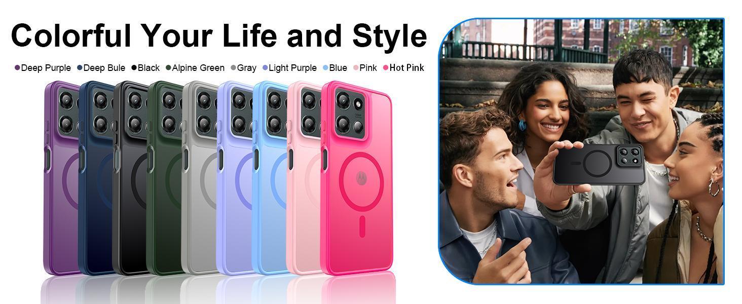 Ezanmull for Motorola Moto G 5G 2025 Case Magnetic Shockproof, [Fit for MagSafe] [Glass Screen Protector] Translucent Anti-Fingerprint Case for Motorola Moto G 5G 2025 (Black)