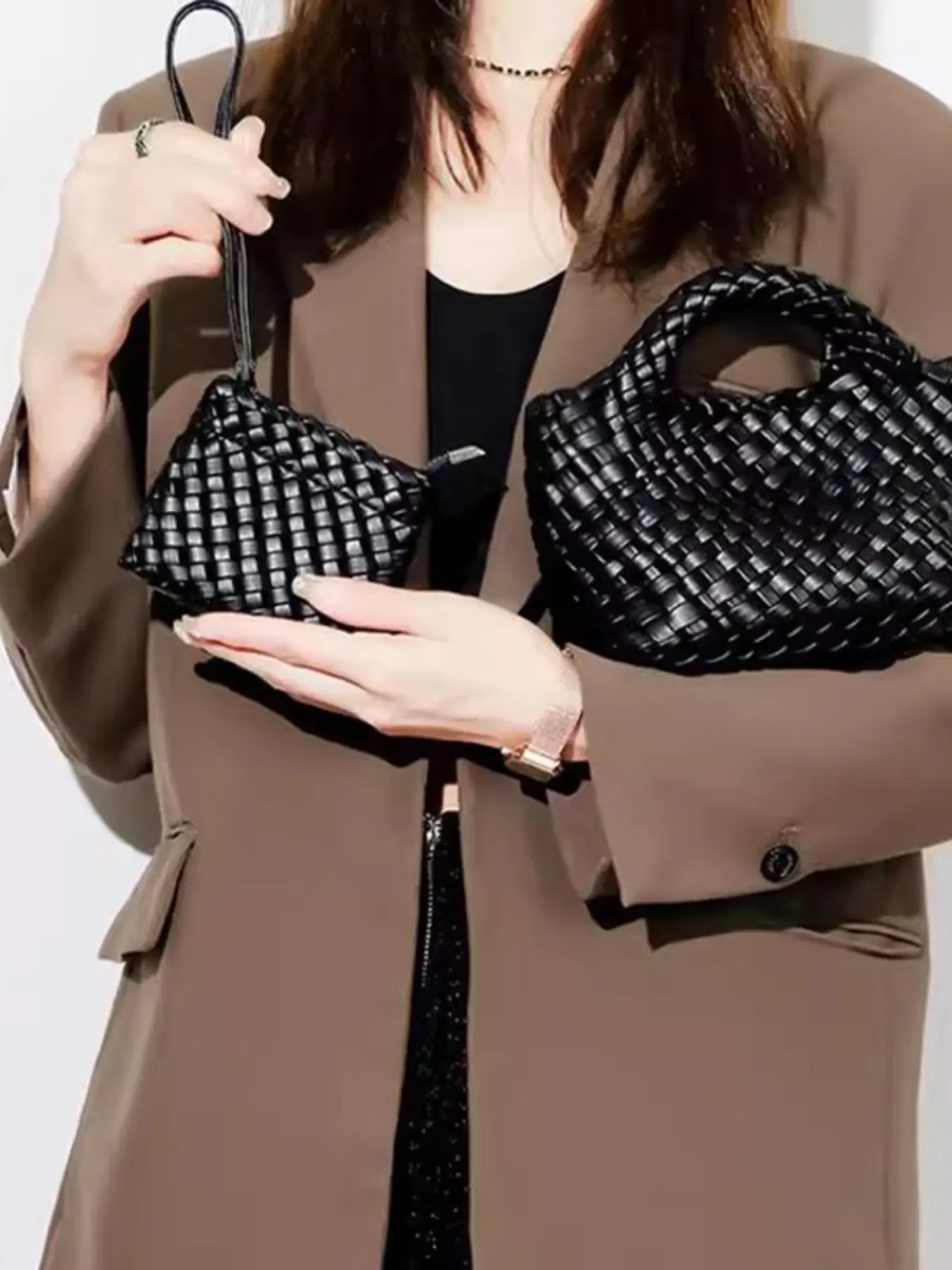 Unique Handmade Woven Bag, Mini Crossbody Shoulder Bag, Chain Design, Versatile Basket Style, Perfect for School Season