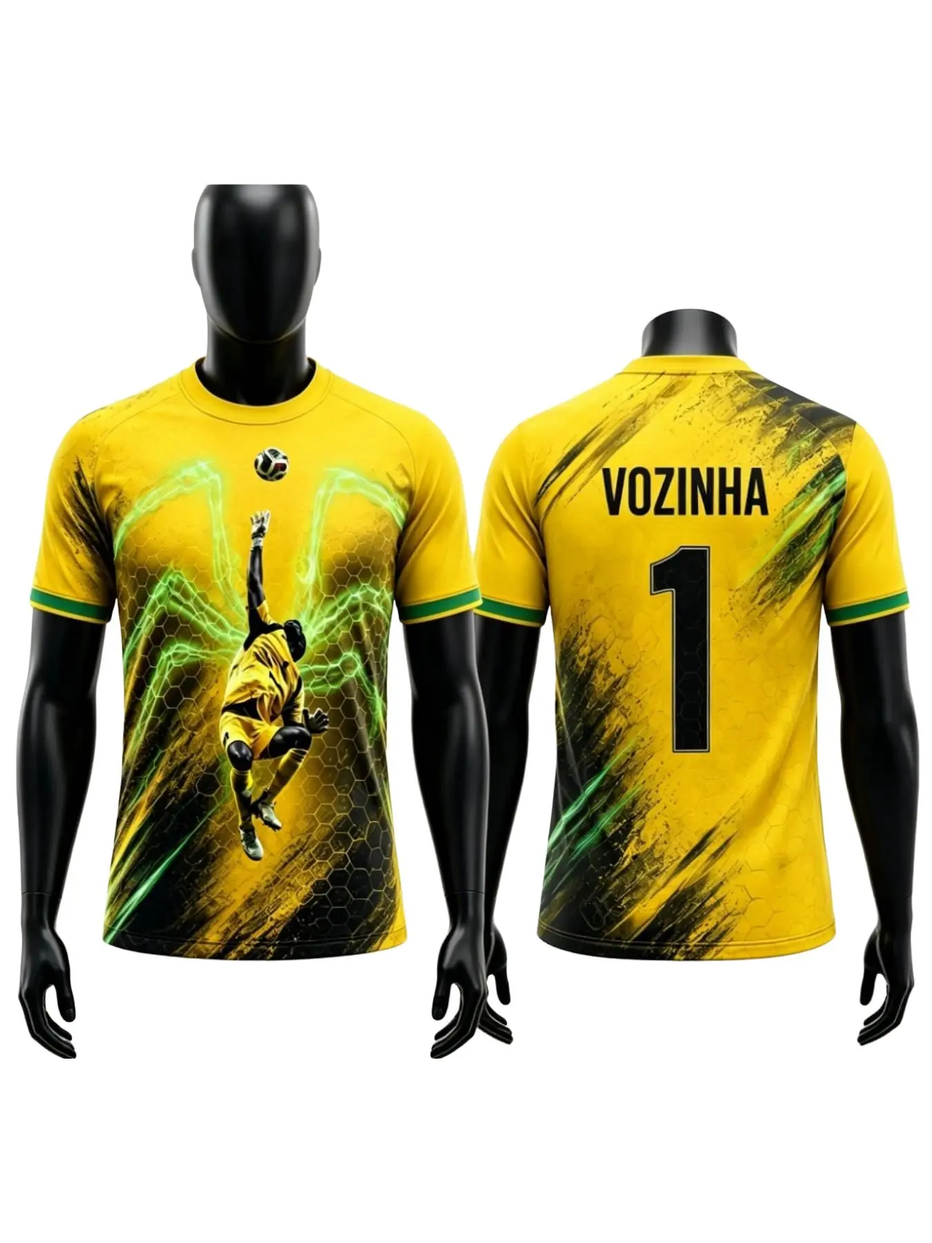 Cape Verde Style Goalkeeper Men's Jersey, Summer Football Outdoor Training, Loose Fit Comfortable T-Shirt, Sporty Print Top