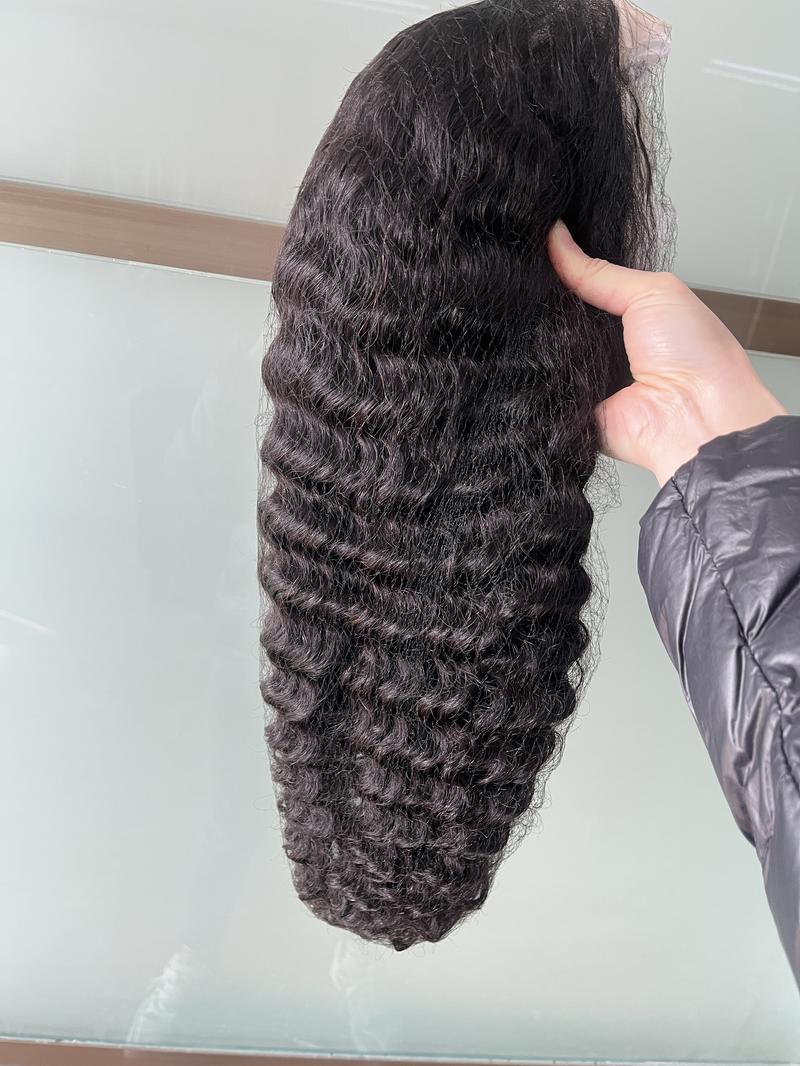 [Hot] Bling Hair 180 Density 13X6 HD Transparent Deep Wave Curly Human Hair Lace Frontal Wig 30 34 Inch 13X4 Lace Front Wigs For Black Women