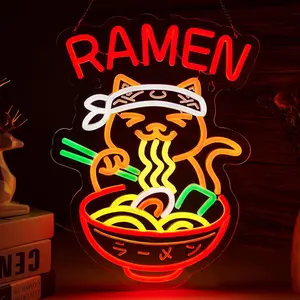 Ramen Neon Sign  Noodle Sign for Wall Decor  plug timer compatible USB- Restaurant Ramen Shop Decor(16.3x12Inch)