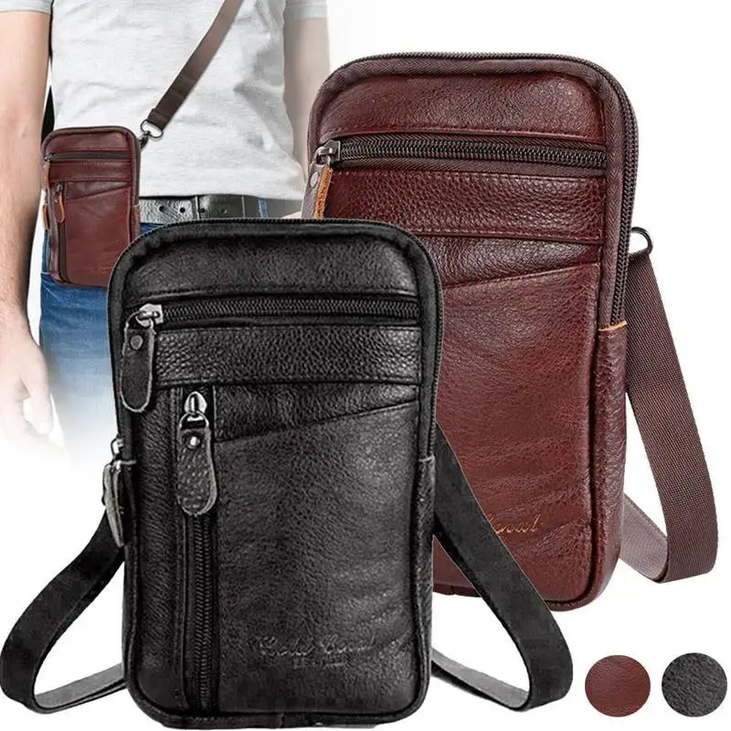 Minimalist Slim Fit Soft Leather Phone Crossbody Holder - Slim Shoulder Bag with Adjustable Strap for 6.9 in Smartphones, Daily Outdoor Carry (Sports & Outdoor Use)