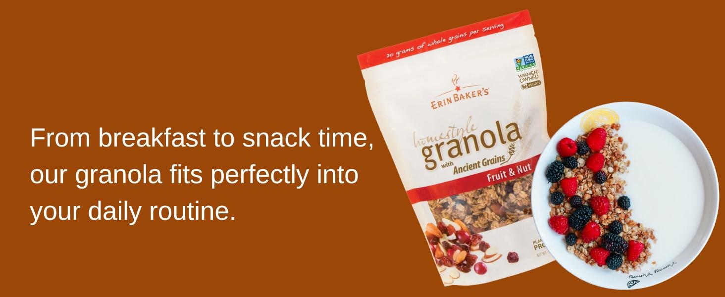Baker's Homestyle Granola Cereal with Ancient Grains, and Nut Made from Natural Ingredients, Source PlantBased Protein Vegan Friendly, NonGMO, 160oz Bag, 1Pack