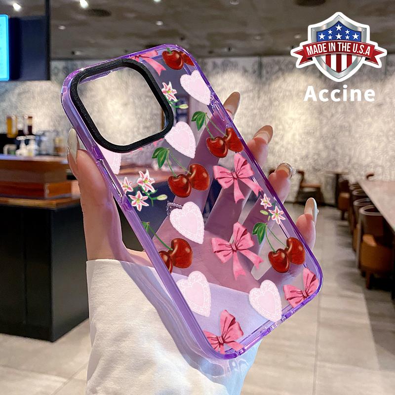 Phone case for iPhone 16 Pro Max 15 Plus 14 13 12 11 Gentle Cherry Bow Non-Yellowing Silicone Transparent Drop Protective Cover