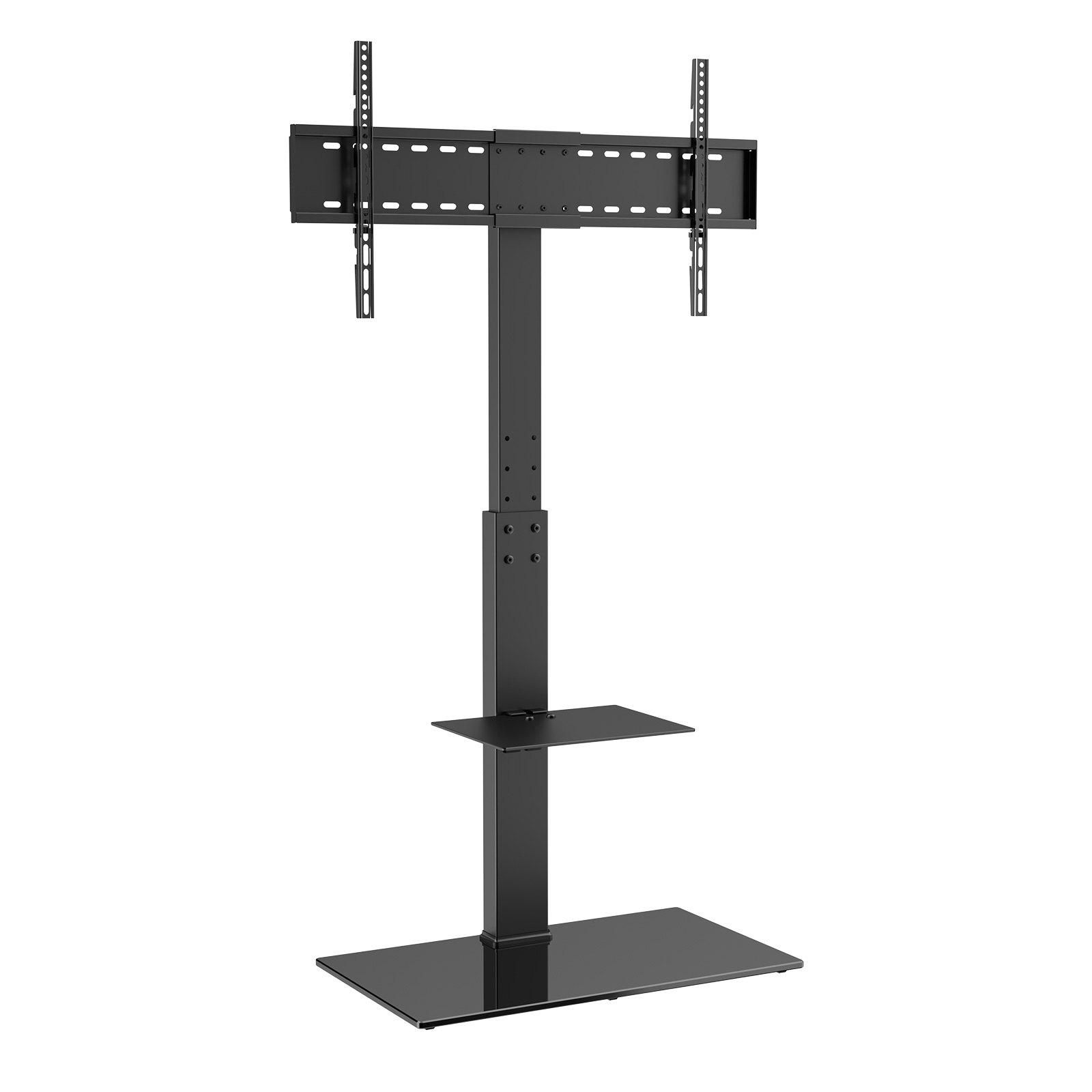 VEVOR TV Stand Mount, Swivel Tall TV Stand for 32 to 85 inch TVs, Height Adjustable Portable Floor TV Stand with Tempered Glass Base for Bedroom, Living Room