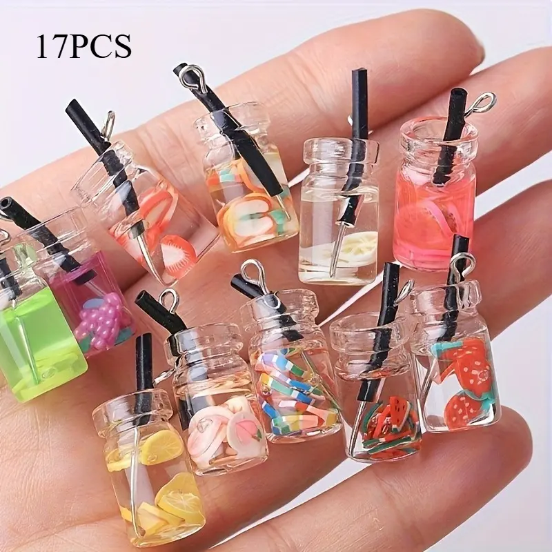 17pcs 22mm DIY Resin Beads - Multi-Fillings Crafting Capsules, Suitable for Beverage Bottle Caps, Phone Case Charms, Earrings, Decorative DIY Beading & Jewelry Making Supplies, Beads Set