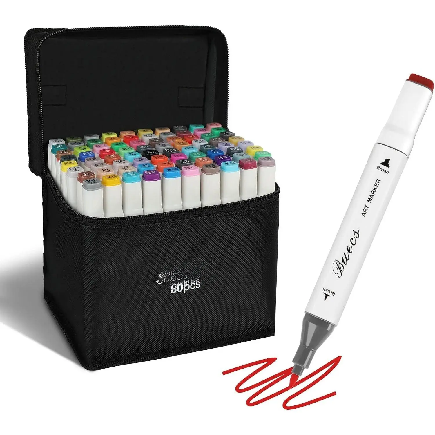 Markers Brush Tip: Double Tipped Art Marker, 80 Count, suitable for Adults Artists Painting, Coloring Drawing Sketching, Multicolor