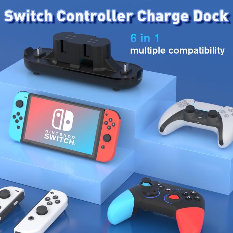Controller Charger for Joy con , Dock, 6 in 1 Controllers Charge Dock Station Compatible /Pro Controller with Charger & Controller Charger for Joy con , Dock, 6 in 1 Controllers Charge Dock Station Compatible /Pro Controller with Charger &