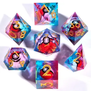 Liquid core DnD dice set, 7 polyhedral dice, tabletop game holiday DnD dice kit, MTG dice, Dungeons & Dragons dice, DnD dice