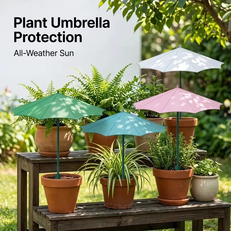 4-Pack Garden Ground Plant Umbrellas, Outdoor Patio Shade, Outdoor Potted Plants Shade Covers, Sun Protection for Plants, Ideal for Gardening and Landscaping, Outdoor Patio Sunshade