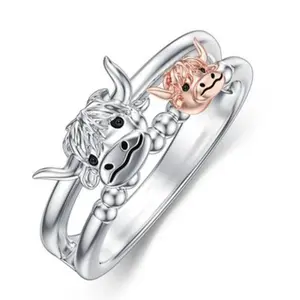 Women's Bull-Shaped Bullhead Statement Ring - Minimalist Cute Unique Fashion Accessory, Ideal Jewelry Gift
