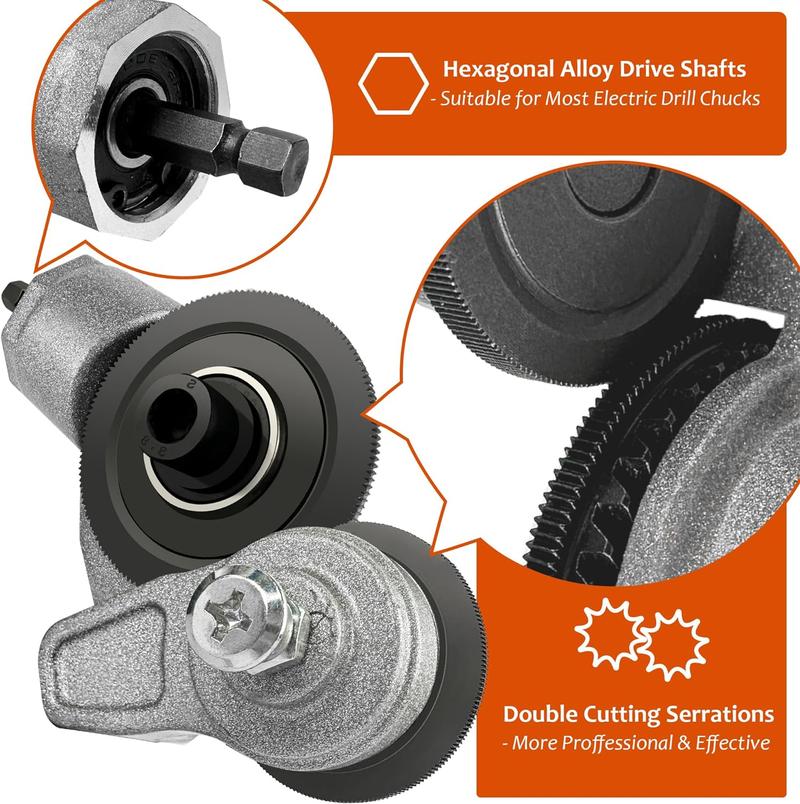 Sheet Metal Cutter Drill Attachment, Electric Drill Shears, Metal Nibbler Drill Attachment for Cutting Iron, White Sheet, Steel, Copper, Aluminum, Metal, Universal